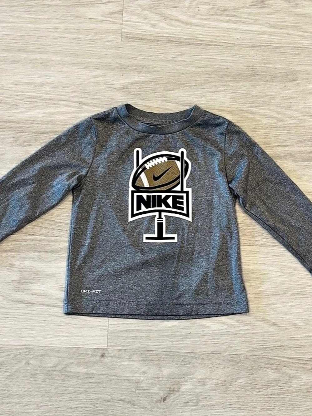 Nike Toddler Boys Dri-FIT Football Long Sleeve Graphic Tee Boys 2T Gray & Gold